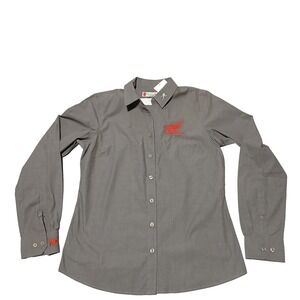 CLIQUE American Honda Motor Ride Red Shirt Men's SM Grey Button-Down Long Sleeve